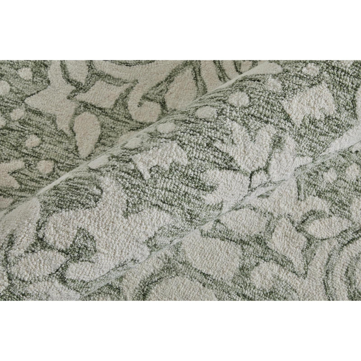 Feizy Belfort 8A28F Traditional Floral & Botanical Rug in Ivory/Green