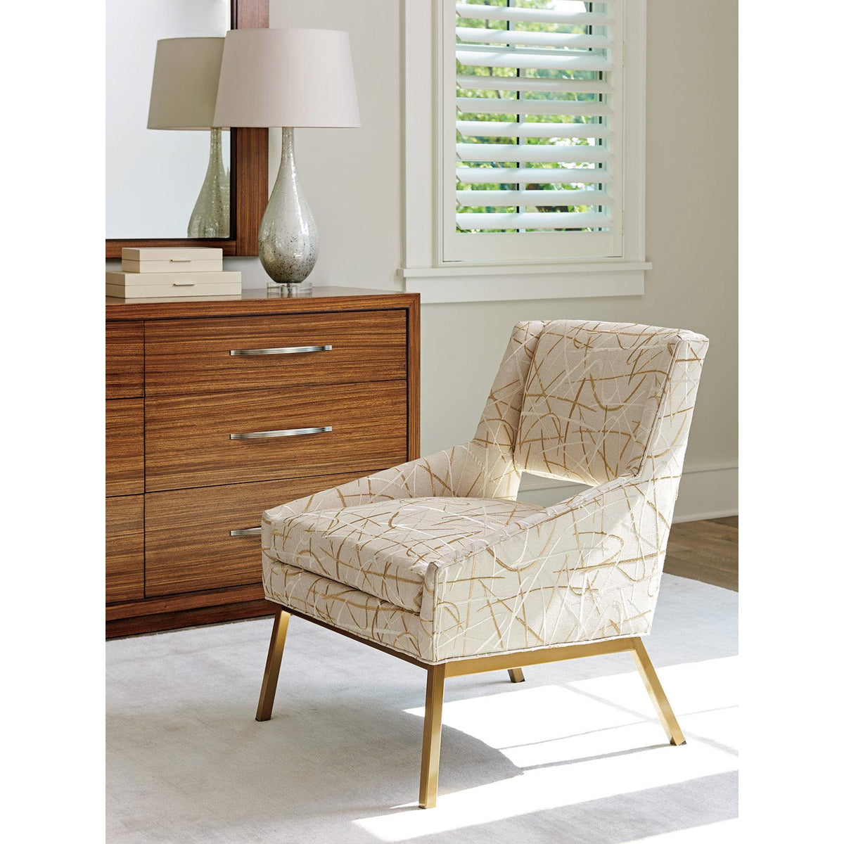 Lexington Featured Upholstery Amani Chair With Bright Brass