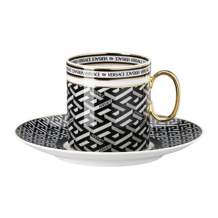 Versace La Greca Signature Black Coffee Cup & Saucer