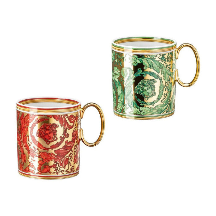 Versace Medusa Garland Red & Green Mugs - Set of 2