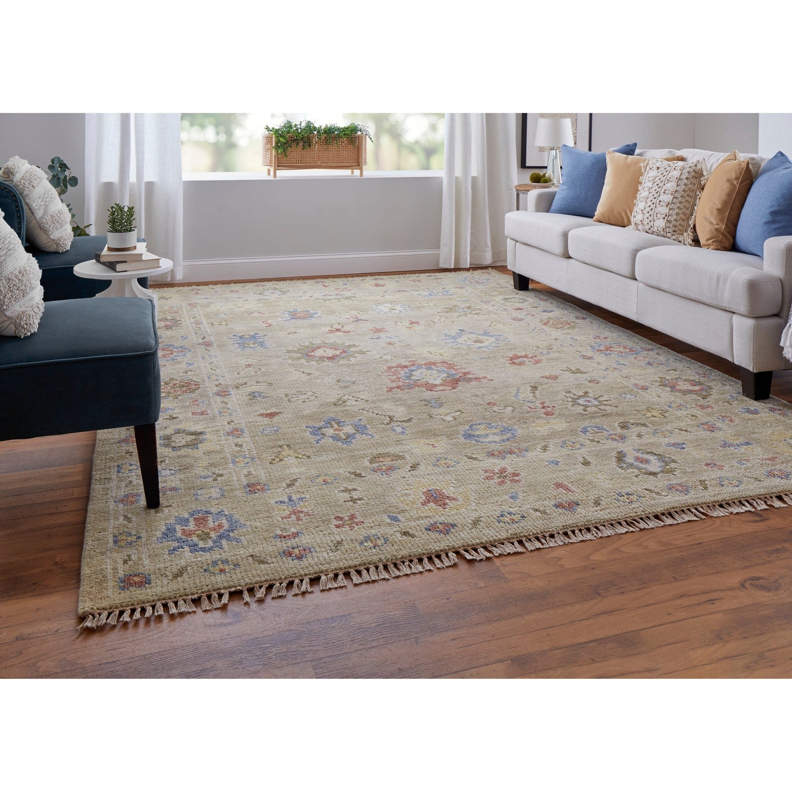 Feizy Fillmore 69CJF Transitional Floral & Botanical in Brown/Tan/Blue