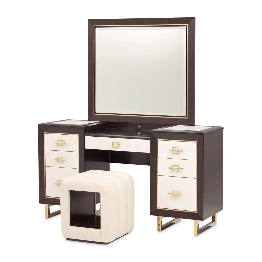 Michael Amini Belmont Place Vanity with Mirror & Bench - Espresso