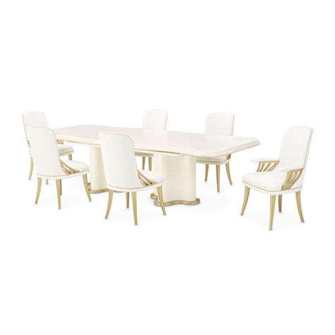 Michael Amini La Terrazza Double Pedestal Dining Table - Creamy Pearl