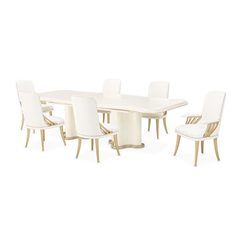 Michael Amini La Terrazza Double Pedestal Dining Table - Creamy Pearl