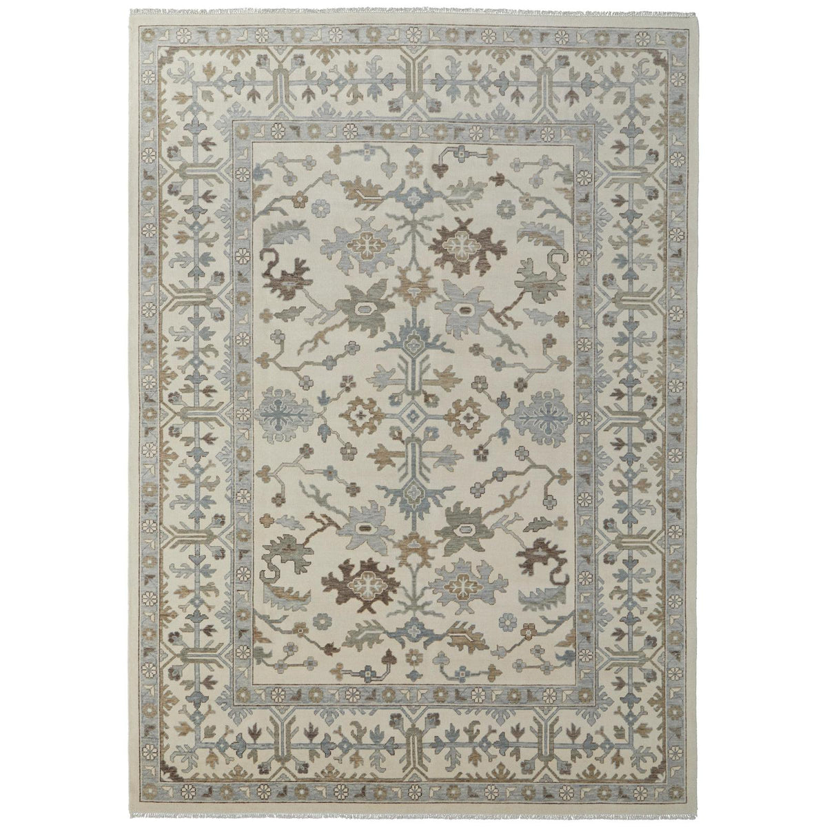 Feizy Karina 69G5F Transitional Floral & Botanical Rug in Ivory/Gray/Brown
