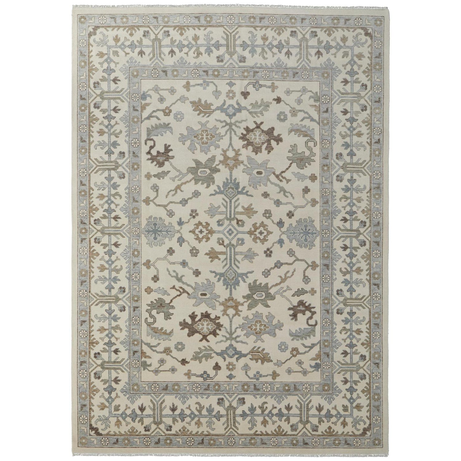 Feizy Karina 69G5F Transitional Floral & Botanical Rug in Ivory/Gray/Brown