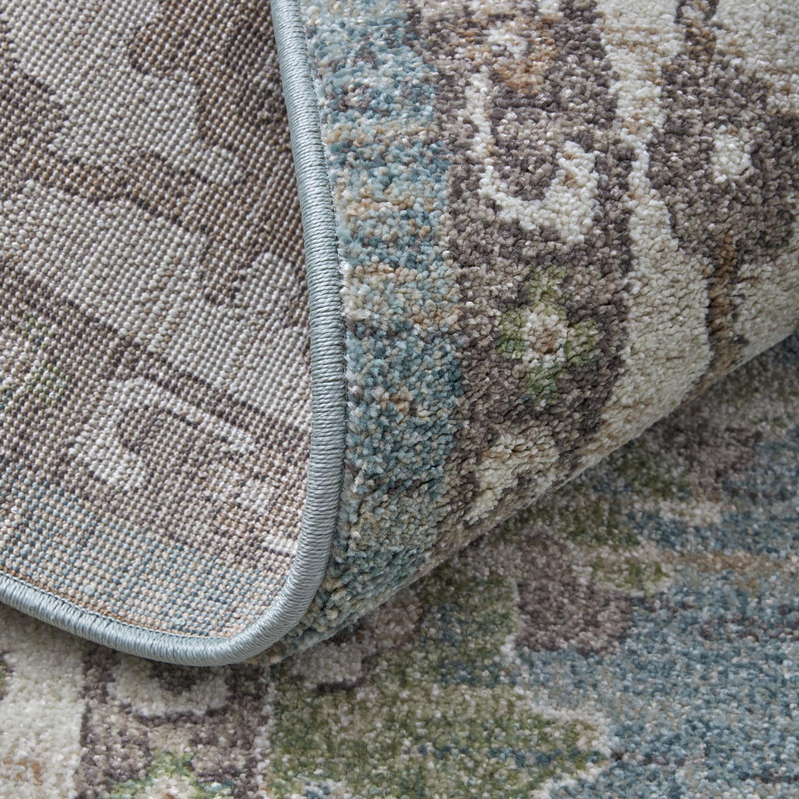 Feizy Dartmouth 39QNF Transitional Floral & Botanical Rug in Blue/Ivory/Brown
