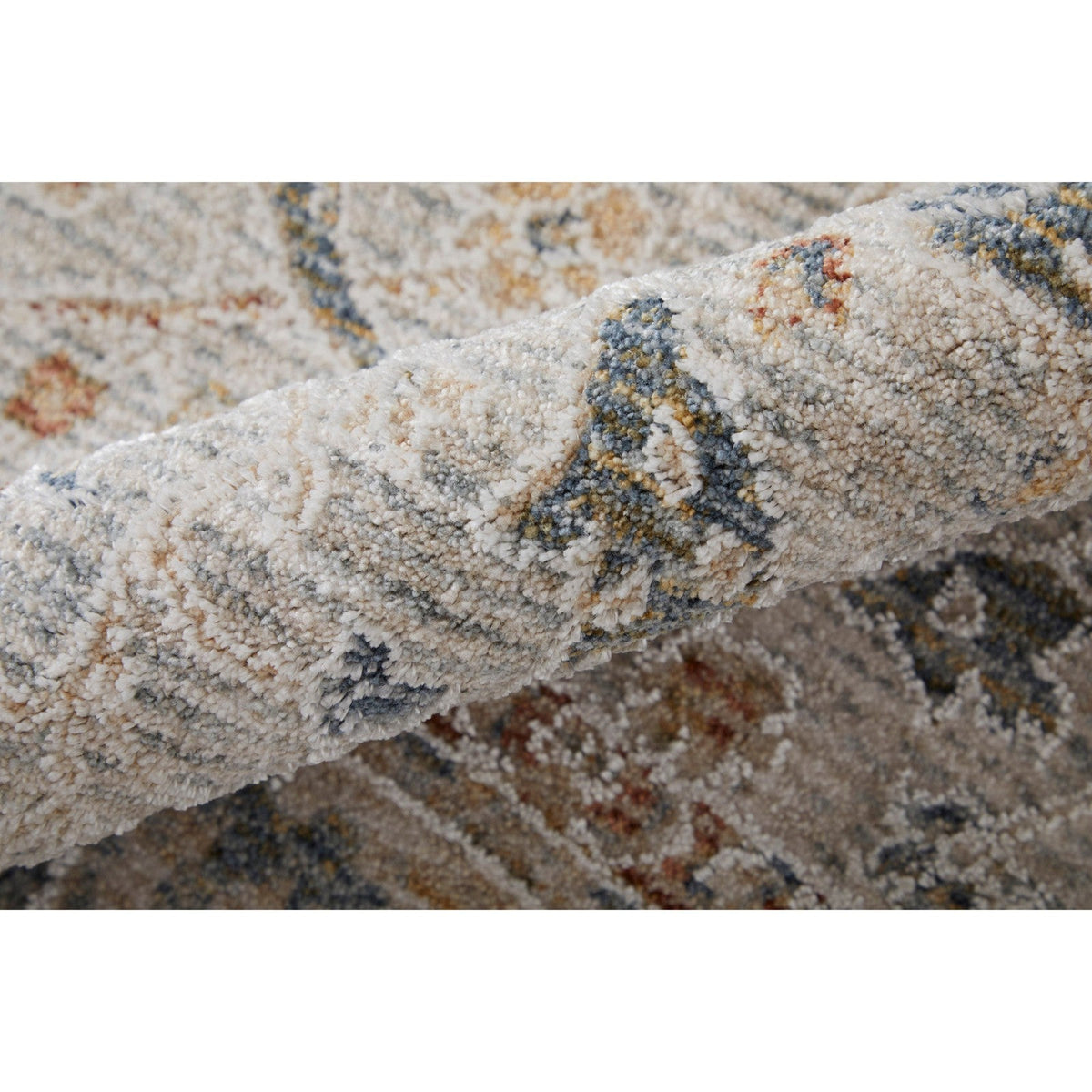 Feizy Pasha 39M4F Transitional Ikat in Ivory/Blue/Taupe