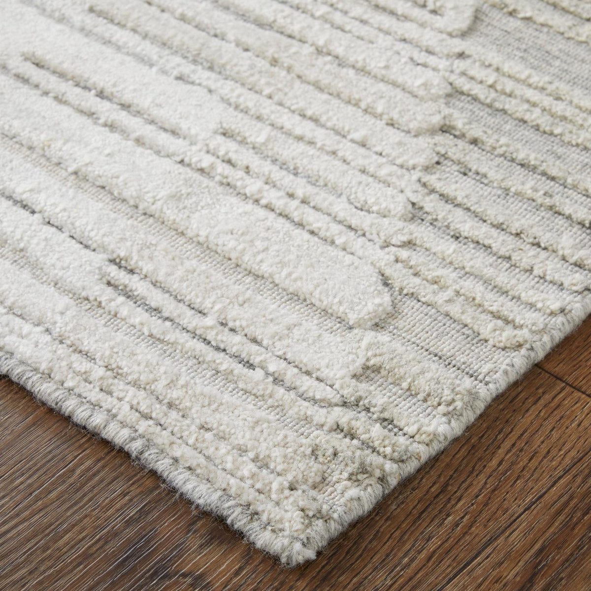 Feizy Elias 69FWF Modern Diamond Rug in Ivory/Blue/Brown