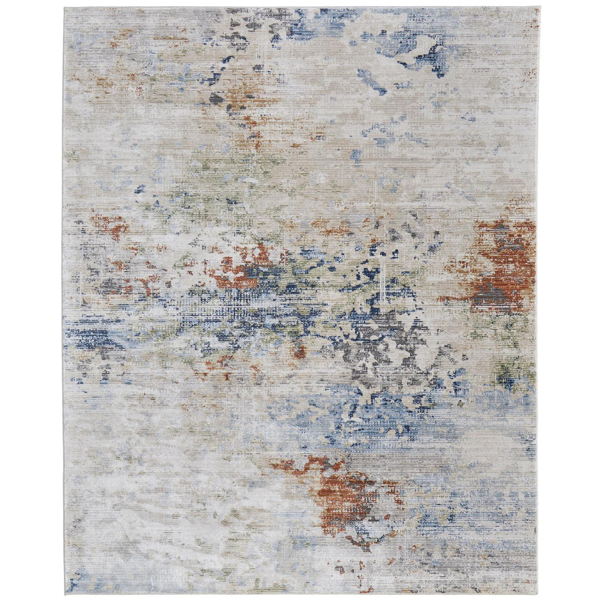 Feizy Sonora 39NUF Modern Abstract Rug in Ivory/Blue/Red