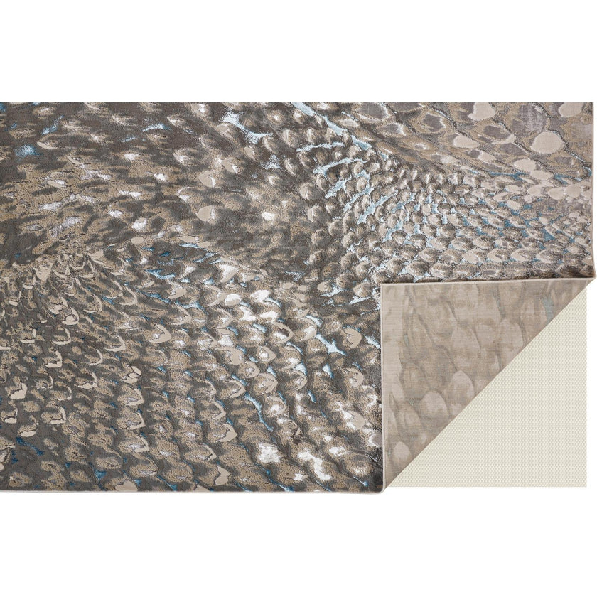Feizy Azure 3403F Modern Abstract Rug in Blue/Silver/Gray