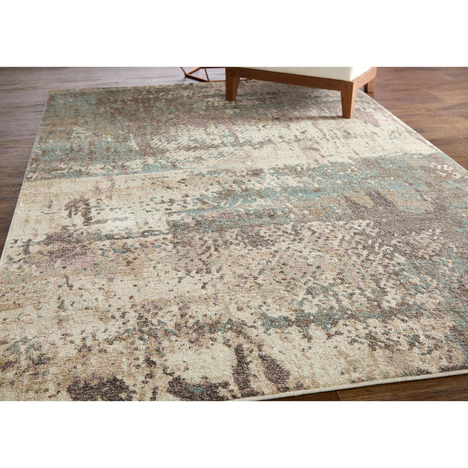 Feizy Eden 39QRF Modern Abstract Rug in Ivory/Blue/Purple