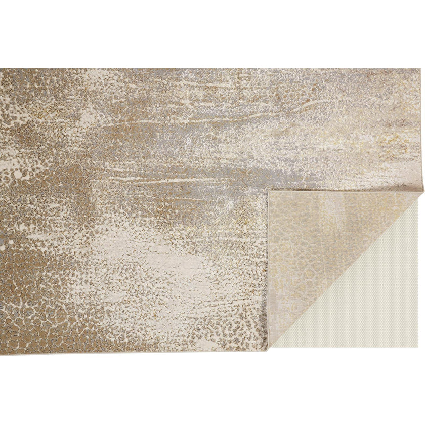 Feizy Aura 3739F Modern Abstract Rug in Ivory/Gray/Gold