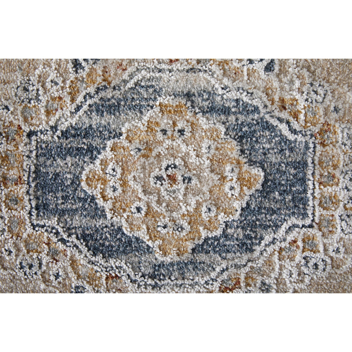 Feizy Pasha 39M5F Transitional Medallion in Ivory/Taupe/Blue