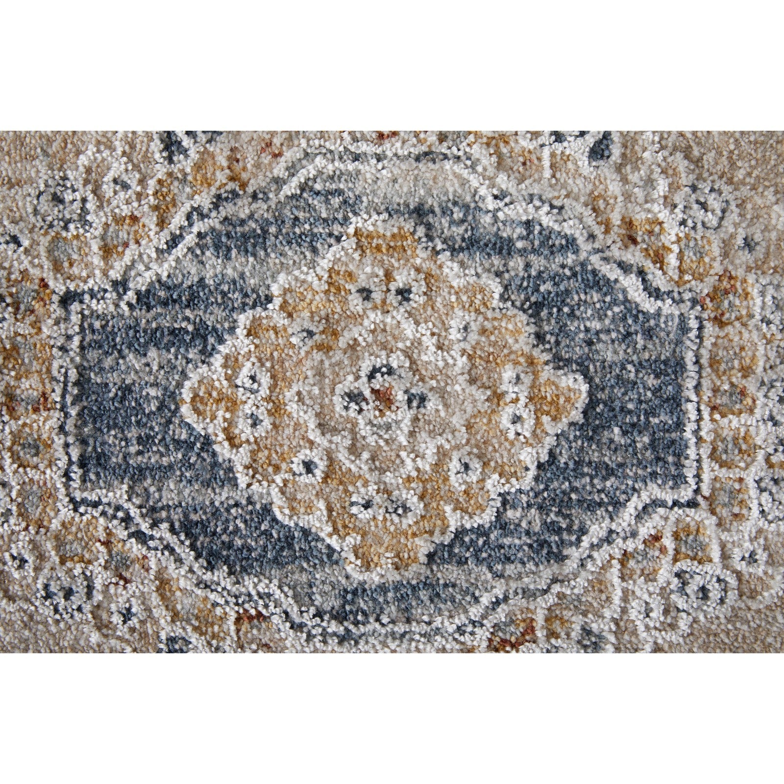 Feizy Pasha 39M5F Transitional Medallion in Ivory/Taupe/Blue