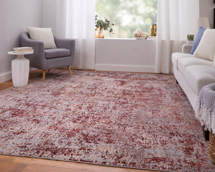 Feizy Pryor 39NGF Modern Watercolor in Red/Gray/Blue