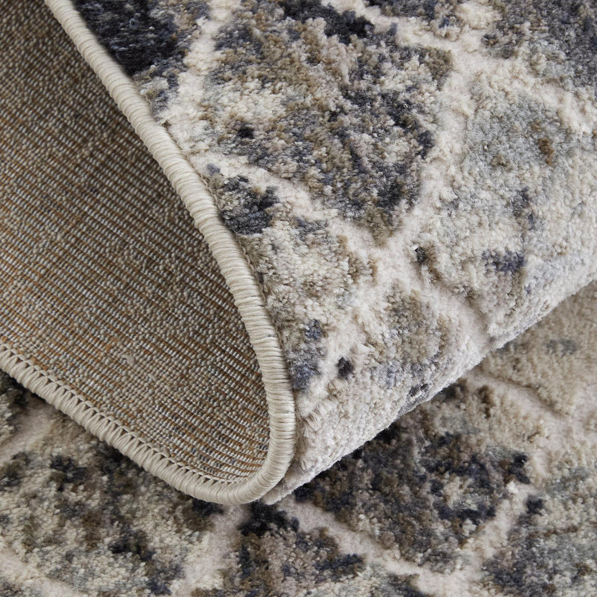 Feizy Kano 3873F Transitional Diamond Rug in Ivory/Gray/Taupe