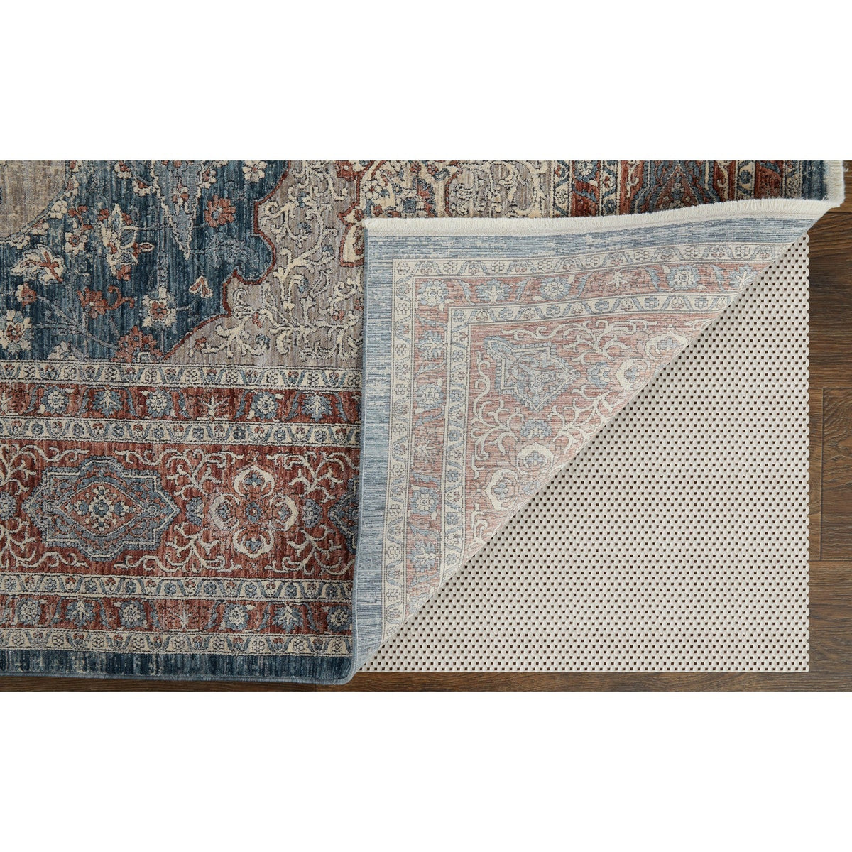 Feizy Marquette 39GRF Transitional Medallion in Gray/Red/Blue