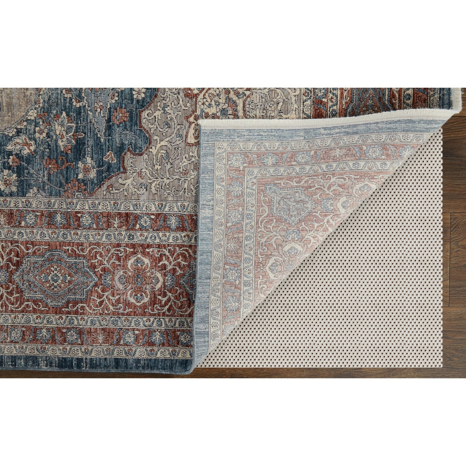 Feizy Marquette 39GRF Transitional Medallion in Gray/Red/Blue