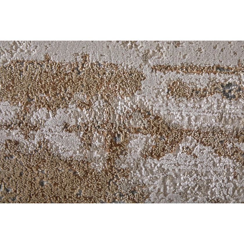 Feizy Aura 3567F Modern Abstract Rug in Ivory/Gold/Gray