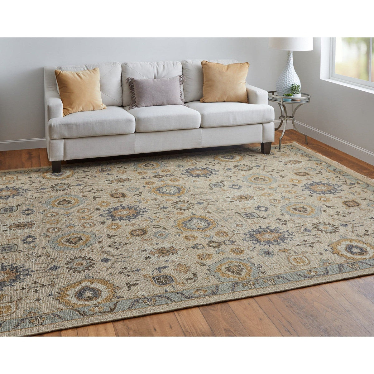 Feizy Corbitt 0613F Traditional Oriental in Tan/Blue/Gold