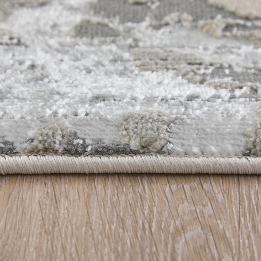 Feizy Micah 3336F Modern Abstract Rug in Silver/Gray/White