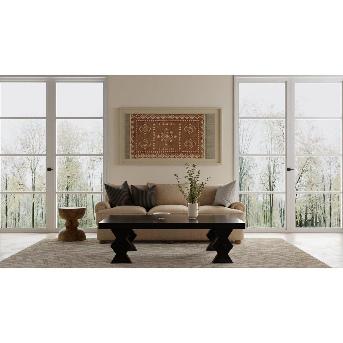Feizy Wallace 8A37F Modern Floral & Botanical Rug in Tan/Ivory