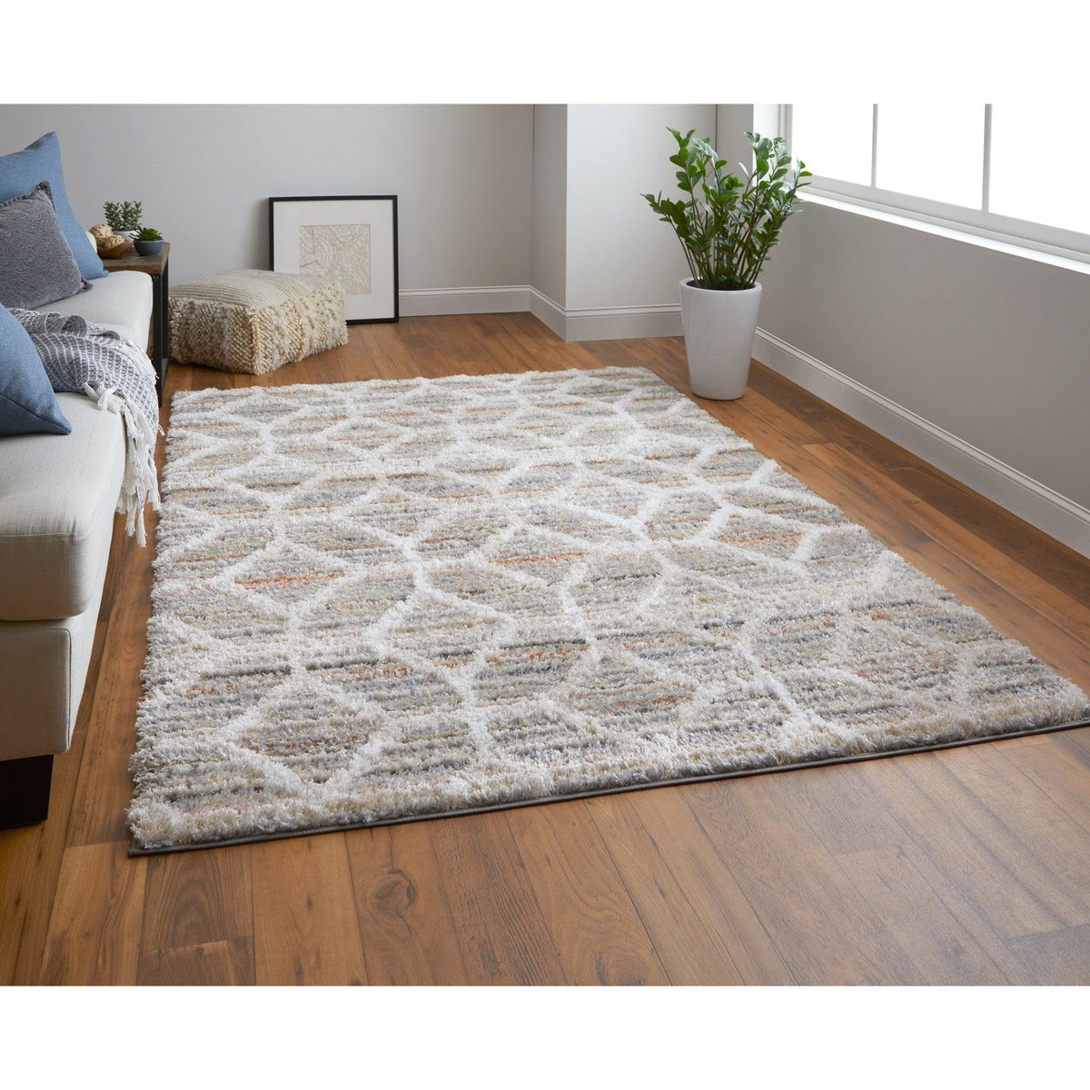 Feizy Mynka 39ICF Transitional Diamond in Tan/Taupe/Ivory