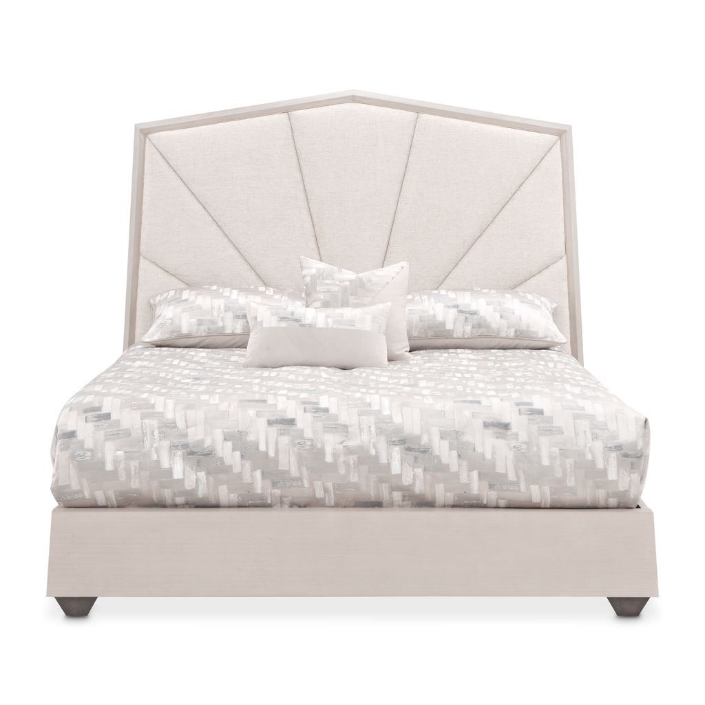 Michael Amini Fantosini King Tufted Panel Bed - Silver Mist
