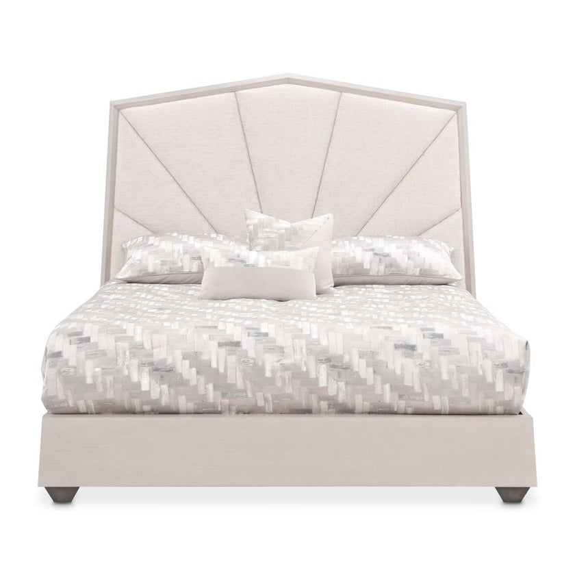 Michael Amini Fantosini King Tufted Panel Bed - Silver Mist