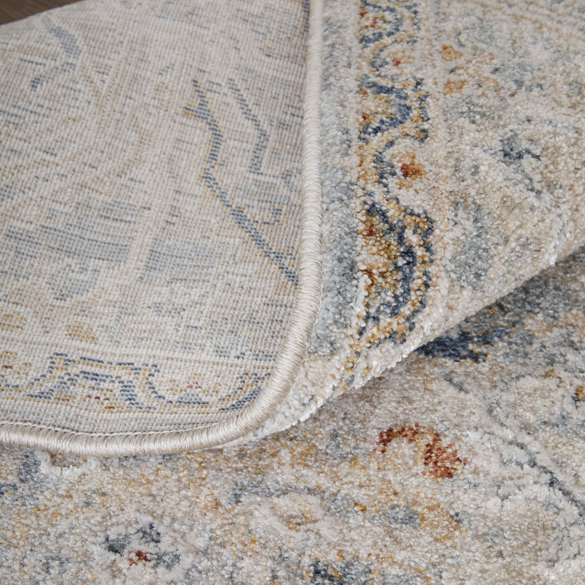 Feizy Pasha 39M6F Transitional Distressed in Ivory/Blue/Tan