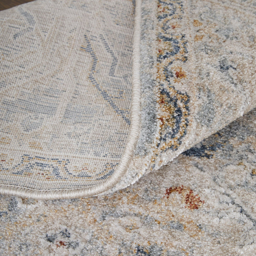 Feizy Pasha 39M6F Transitional Distressed in Ivory/Blue/Tan