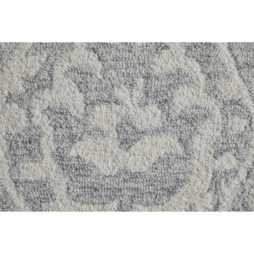Feizy Belfort 8A29F Traditional Floral & Botanical Rug in Ivory/Gray