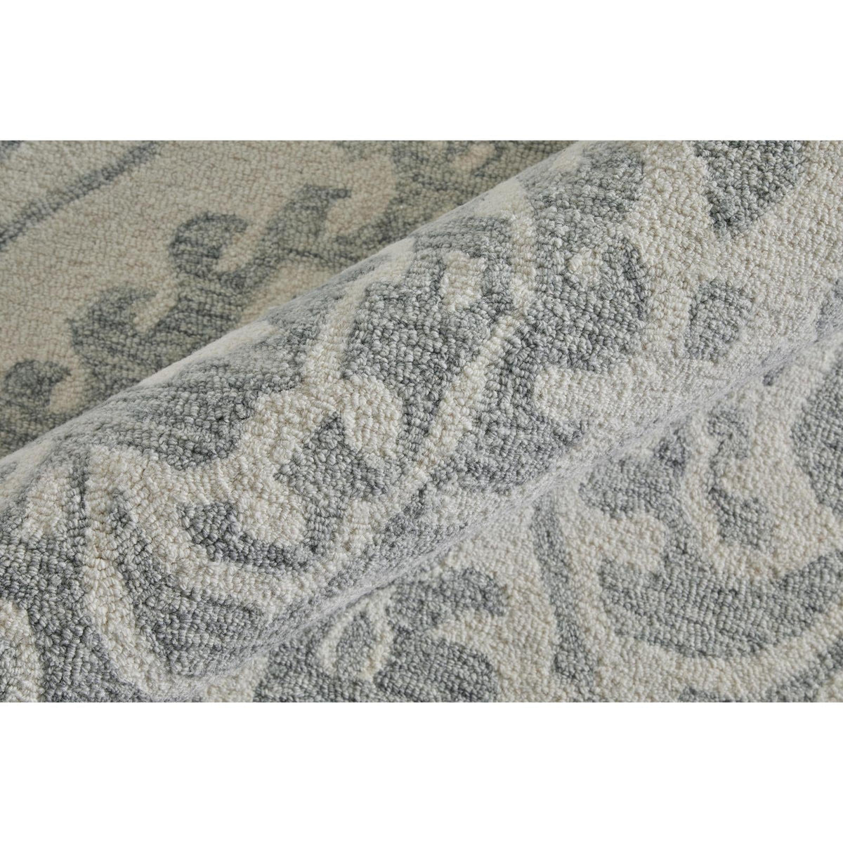 Feizy Belfort 8A29F Traditional Floral & Botanical Rug in Ivory/Gray