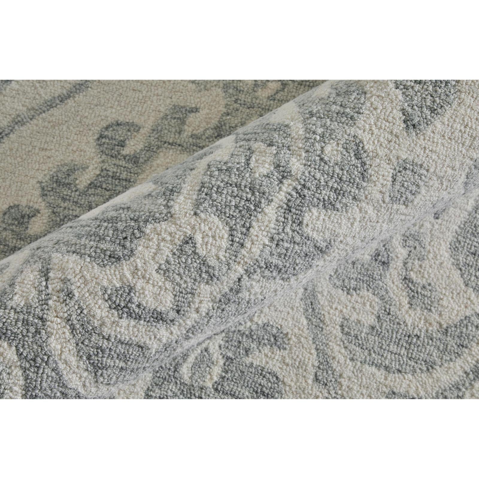 Feizy Belfort 8A29F Traditional Floral & Botanical Rug in Ivory/Gray