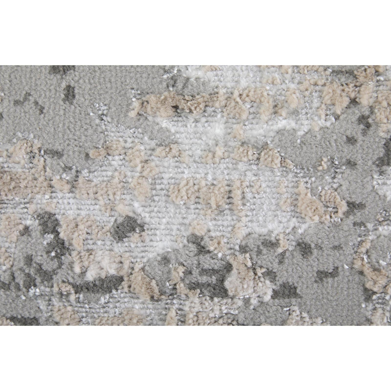 Feizy Micah 3336F Modern Abstract Rug in Silver/Gray/White