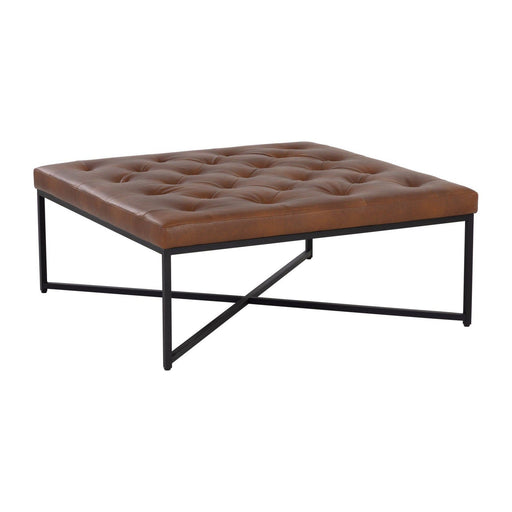 Sunpan Endall Ottoman - Black - Bravo Cognac