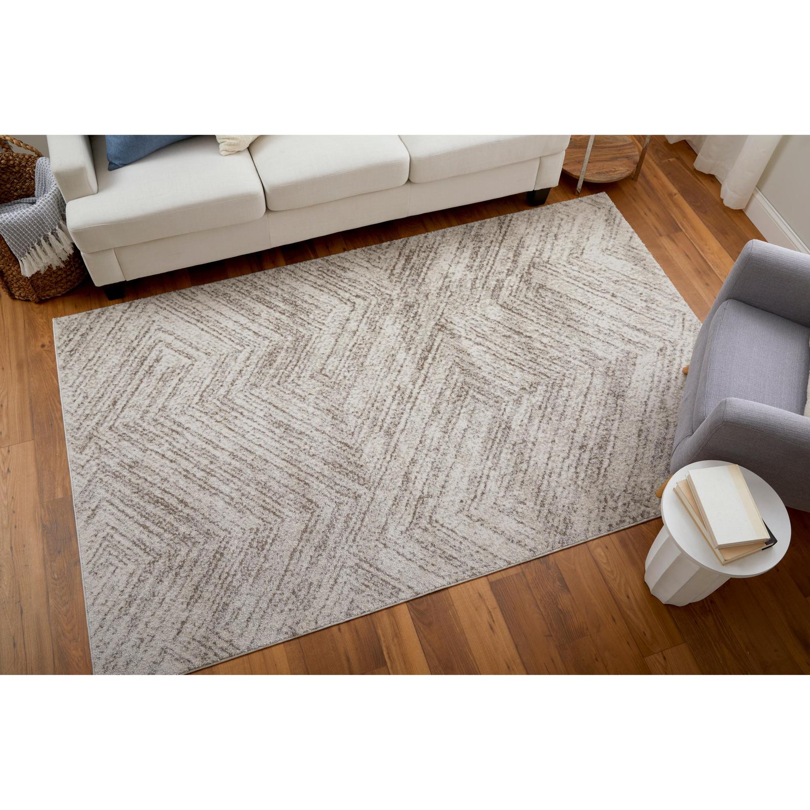 Feizy Vancouver 39NPF Modern Geometric Rug in Ivory/Tan/Brown