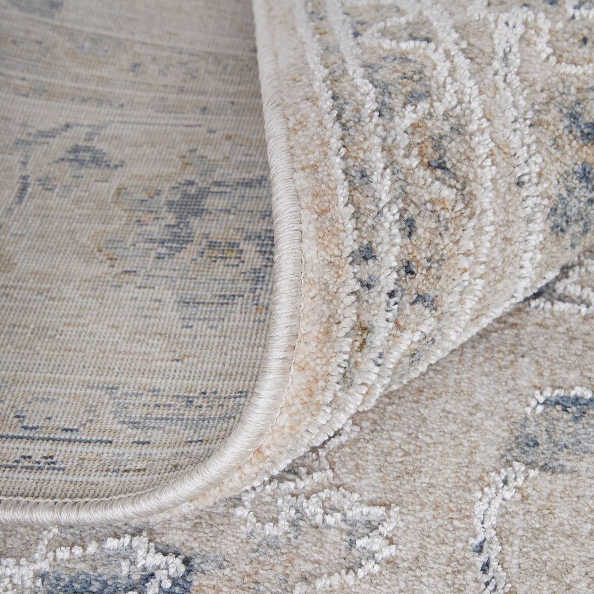 Feizy Pasha 39M7F Transitional Floral & Botanical in Ivory/Taupe/Blue