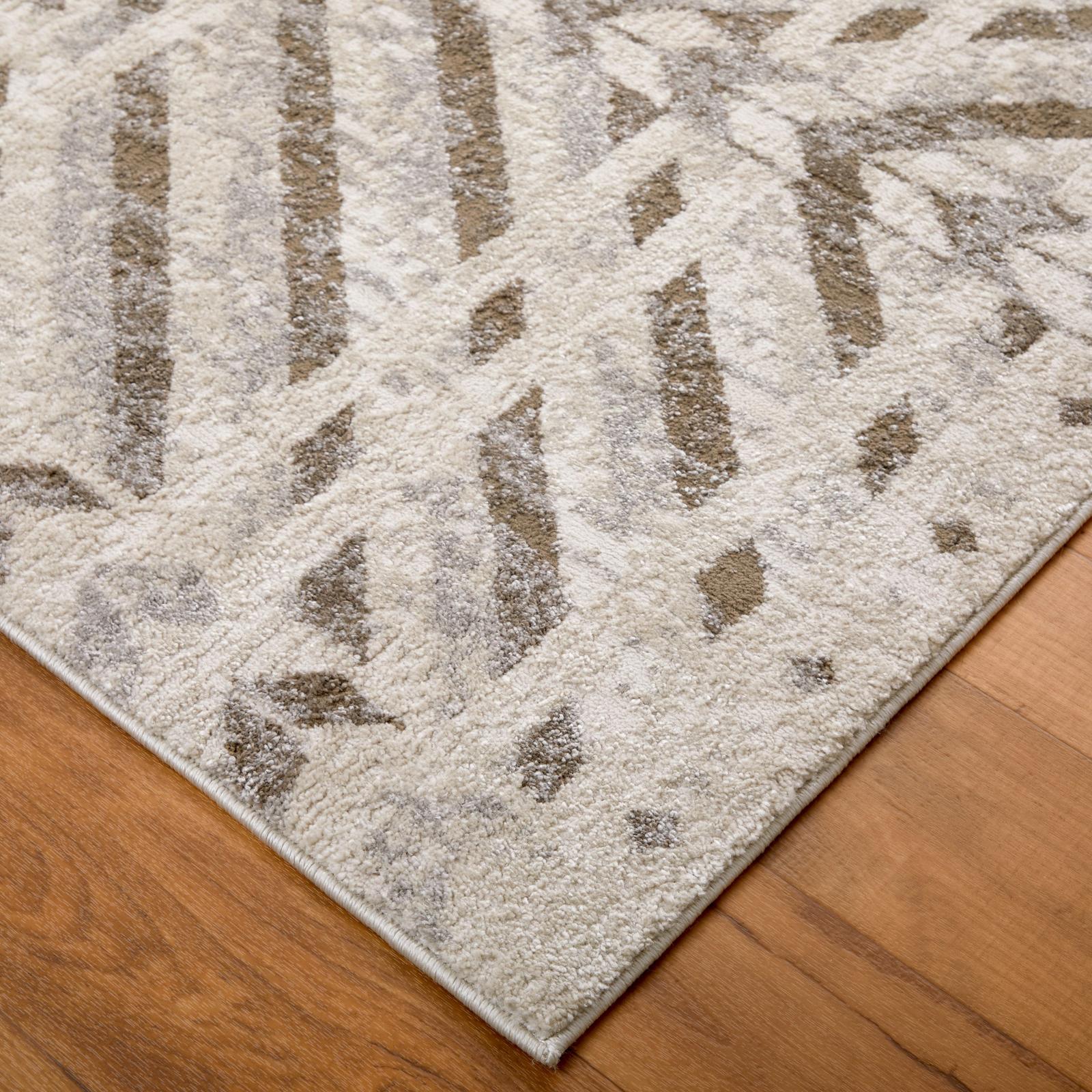Feizy Vancouver 39NQF Modern Geometric Rug in Ivory/Tan/Brown