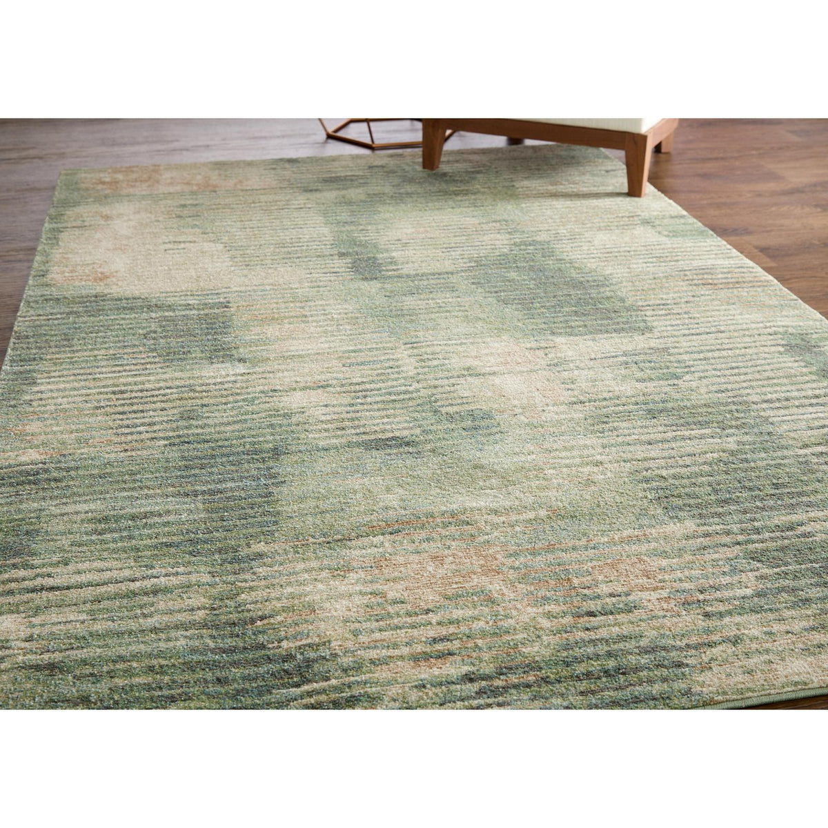 Feizy Eden 39QYF Modern Abstract Rug in Green/Ivory/Brown