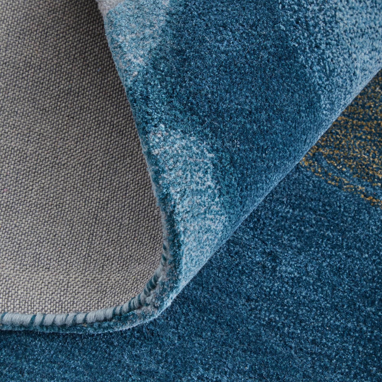 Feizy Kawai 8987F Modern Abstract Rug in Blue/Gold/Gray