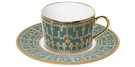 Haviland Tiara Teacup and Saucer - Peacock Blue Gold