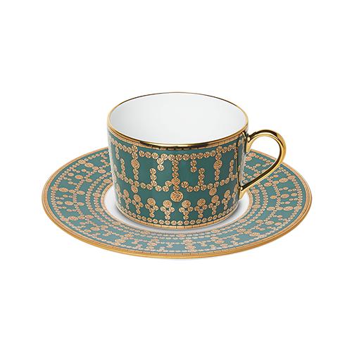 Haviland Tiara Teacup and Saucer - Peacock Blue Gold