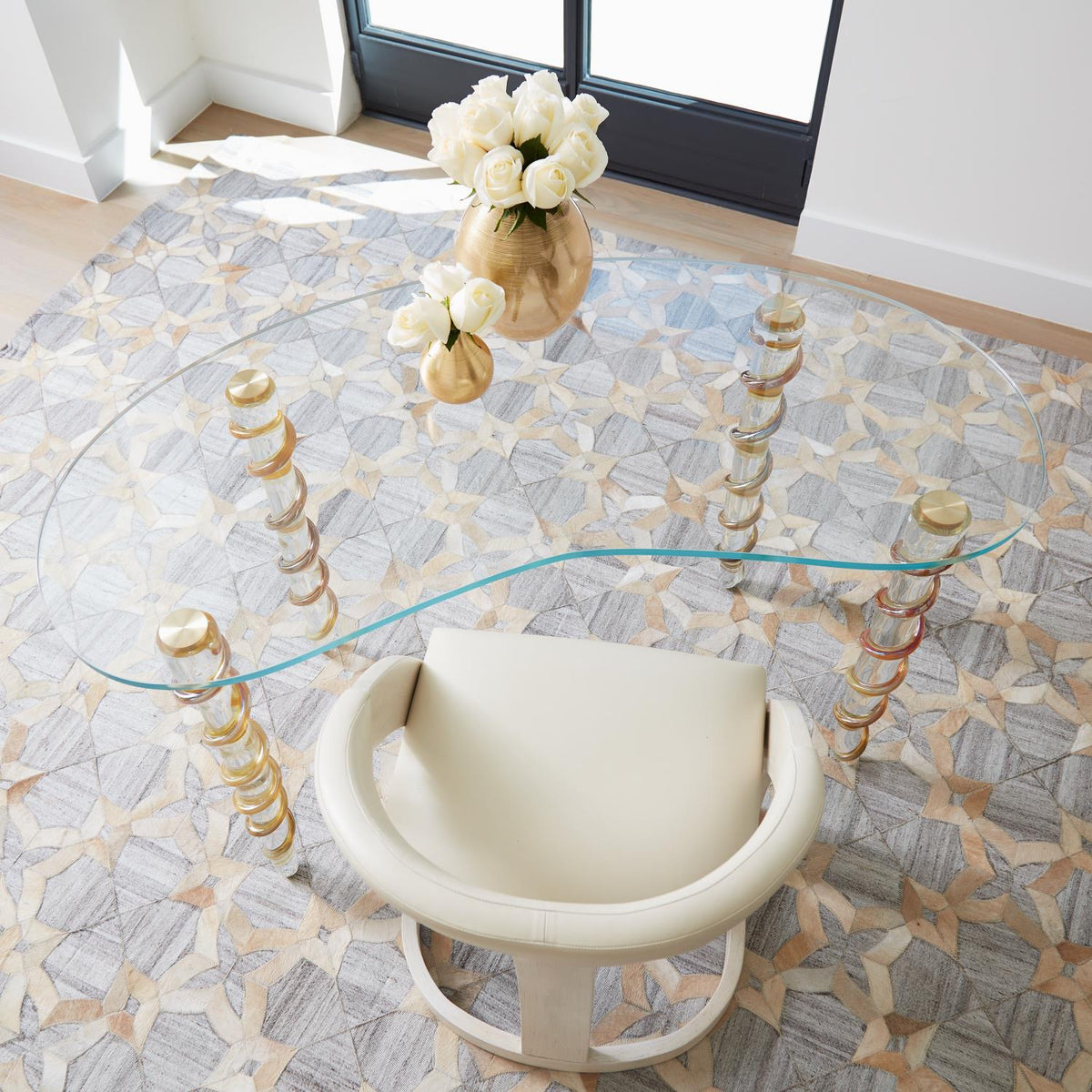 Global Views Kidney Glass Vanity Desk Clearance