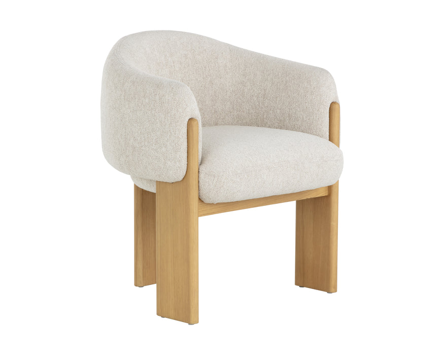 Sunpan Trine Dining Armchair - Rustic Oak - Dove Cream