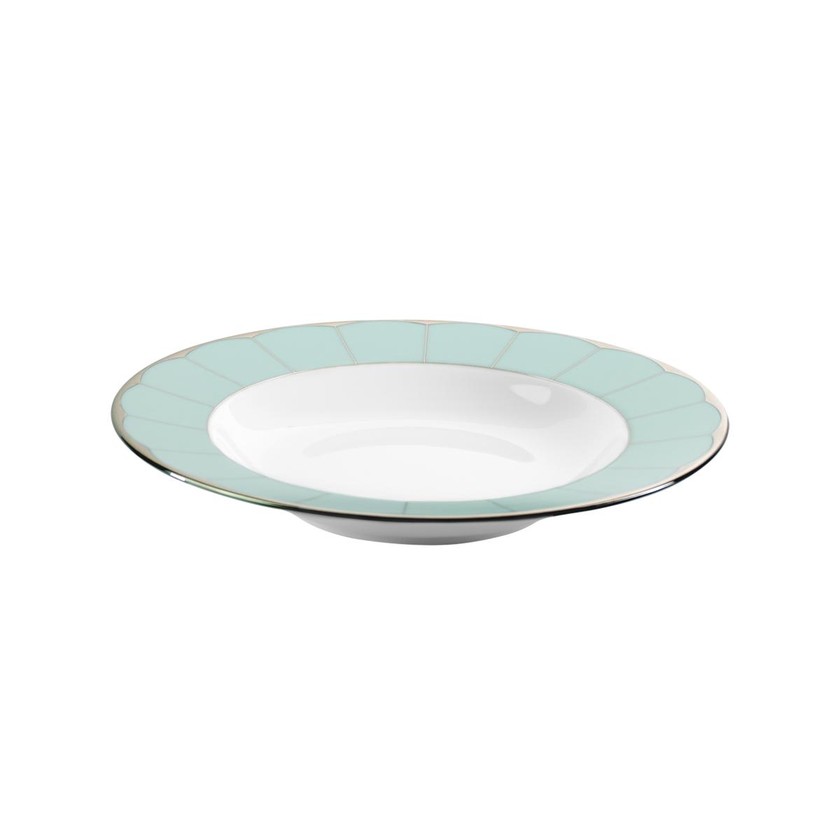 Haviland Illusion Rim Soup Plate - Mint Platinum