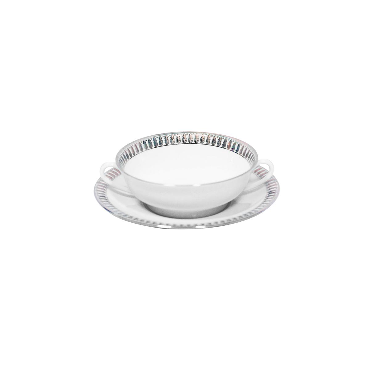 Haviland Plumes Soup Cup and Saucer