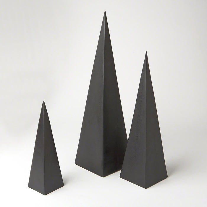 Global Views Pyramid Objet - Matte Black - Set of 3