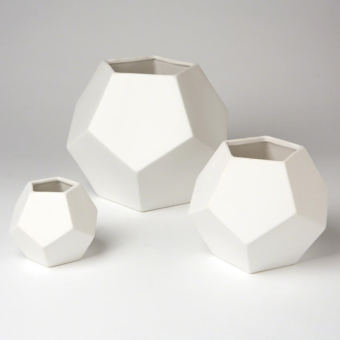 Global Views Faceted Vase - Matte White